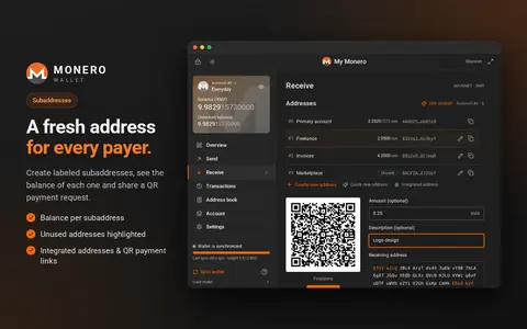 Monero Wallet extension send transaction screen